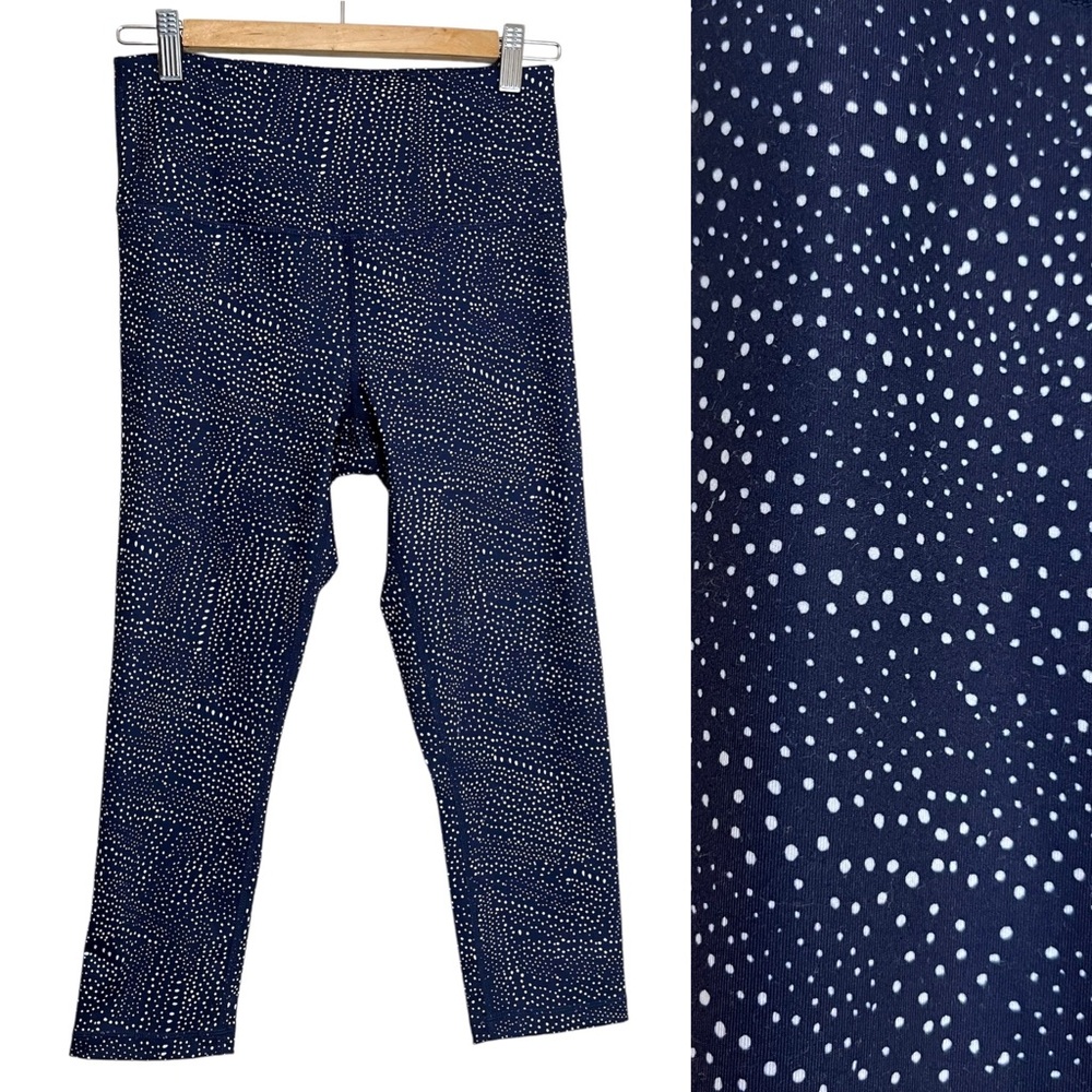 Zella Studio Crop Lite Legging Navy Blue White Dots